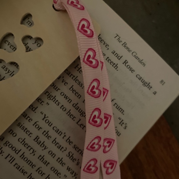 Handmade Wooden Hearts Bookmark - Picture 2 of 3